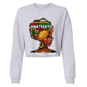 Juneteenth Celebrate 1865 Afro Black Natural Hair Cropped Pullover Crew