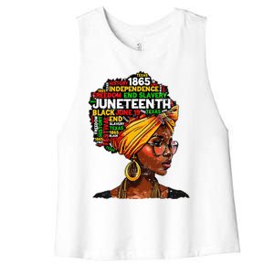 Juneteenth Celebrate 1865 Afro Black Natural Hair Women's Racerback Cropped Tank