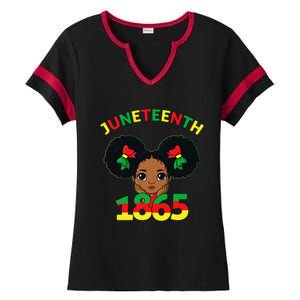 Juneteenth Celebrating 1865 Cute Brown Skin Ladies Halftime Notch Neck Tee