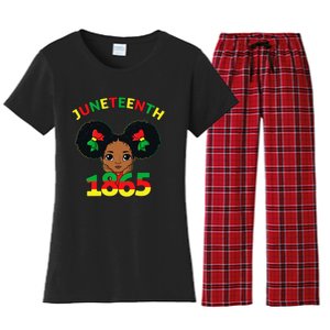 Juneteenth Celebrating 1865 Cute Brown Skin Women's Flannel Pajama Set