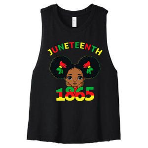 Juneteenth Celebrating 1865 Cute Brown Skin Women's Racerback Cropped Tank