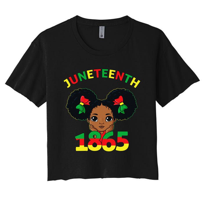 Juneteenth Celebrating 1865 Cute Brown Skin Women's Crop Top Tee