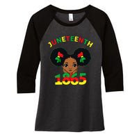 Juneteenth Celebrating 1865 Cute Brown Skin Women's Tri-Blend 3/4-Sleeve Raglan Shirt