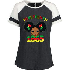 Juneteenth Celebrating 1865 Cute Brown Skin Enza Ladies Jersey Colorblock Tee