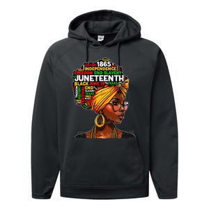 Juneteenth Celebrate 1865 Afro Black Natural Hair Performance Fleece Hoodie