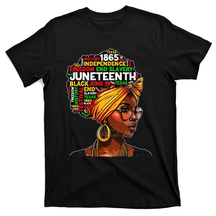 Juneteenth Celebrate 1865 Afro Black Natural Hair T-Shirt