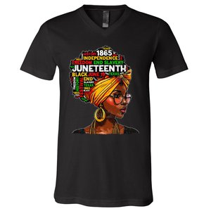 Juneteenth Celebrate 1865 Afro Black Natural Hair V-Neck T-Shirt