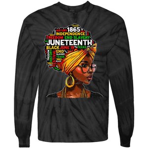 Juneteenth Celebrate 1865 Afro Black Natural Hair Tie-Dye Long Sleeve Shirt