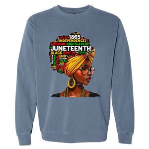 Juneteenth Celebrate 1865 Afro Black Natural Hair Garment-Dyed Sweatshirt