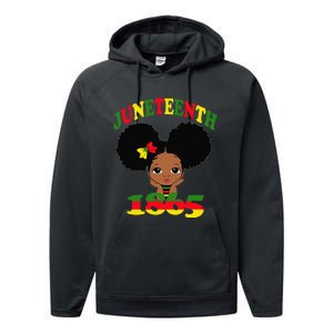 Juneteenth Celebrating 1865 Cute Black Performance Fleece Hoodie