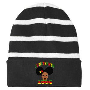 Juneteenth Celebrating 1865 Cute Black Striped Beanie with Solid Band