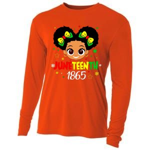 Juneteenth Celebrating 1865 Cute Black Girl Cooling Performance Long Sleeve Crew