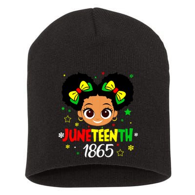 Juneteenth Celebrating 1865 Cute Black Girl Short Acrylic Beanie