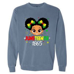 Juneteenth Celebrating 1865 Cute Black Girl Garment-Dyed Sweatshirt