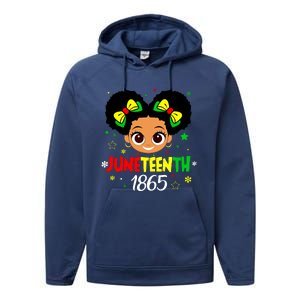 Juneteenth Celebrating 1865 Cute Black Girl Performance Fleece Hoodie