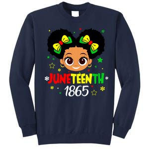 Juneteenth Celebrating 1865 Cute Black Girl Tall Sweatshirt