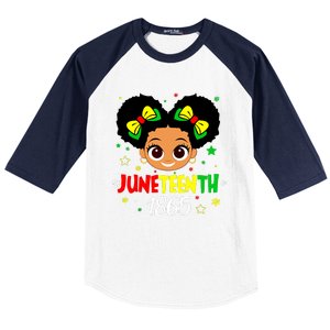 Juneteenth Celebrating 1865 Cute Black Girl Baseball Sleeve Shirt