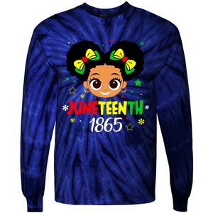 Juneteenth Celebrating 1865 Cute Black Girl Tie-Dye Long Sleeve Shirt