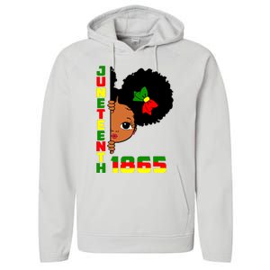 Juneteenth Celebrating 1865 Cute Black Girl Performance Fleece Hoodie