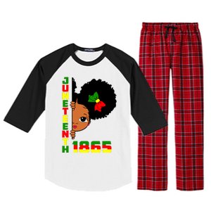 Juneteenth Celebrating 1865 Cute Black Girl Raglan Sleeve Pajama Set