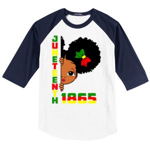 Juneteenth Celebrating 1865 Cute Black Girl Baseball Sleeve Shirt