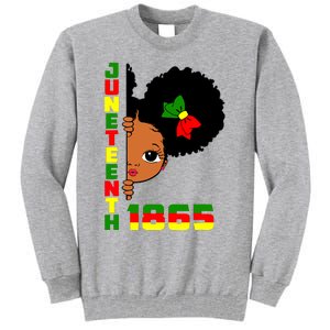 Juneteenth Celebrating 1865 Cute Black Girl Tall Sweatshirt