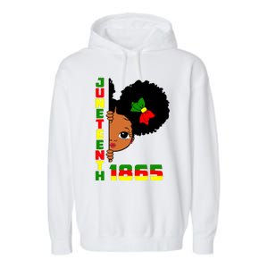 Juneteenth Celebrating 1865 Cute Black Girl Garment-Dyed Fleece Hoodie