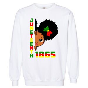 Juneteenth Celebrating 1865 Cute Black Girl Garment-Dyed Sweatshirt