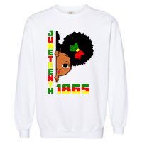 Juneteenth Celebrating 1865 Cute Black Girl Garment-Dyed Sweatshirt