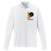 Juneteenth Celebrating 1865 Cute Black Girl Performance Long Sleeve Polo