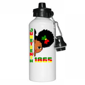 Juneteenth Celebrating 1865 Cute Black Girl Aluminum Water Bottle