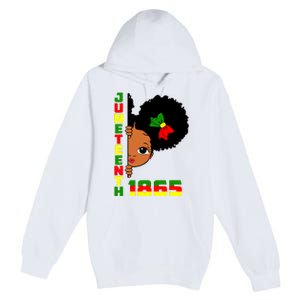 Juneteenth Celebrating 1865 Cute Black Girl Premium Pullover Hoodie