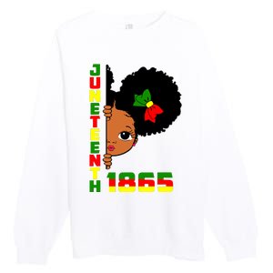 Juneteenth Celebrating 1865 Cute Black Girl Premium Crewneck Sweatshirt