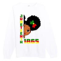 Juneteenth Celebrating 1865 Cute Black Girl Premium Crewneck Sweatshirt