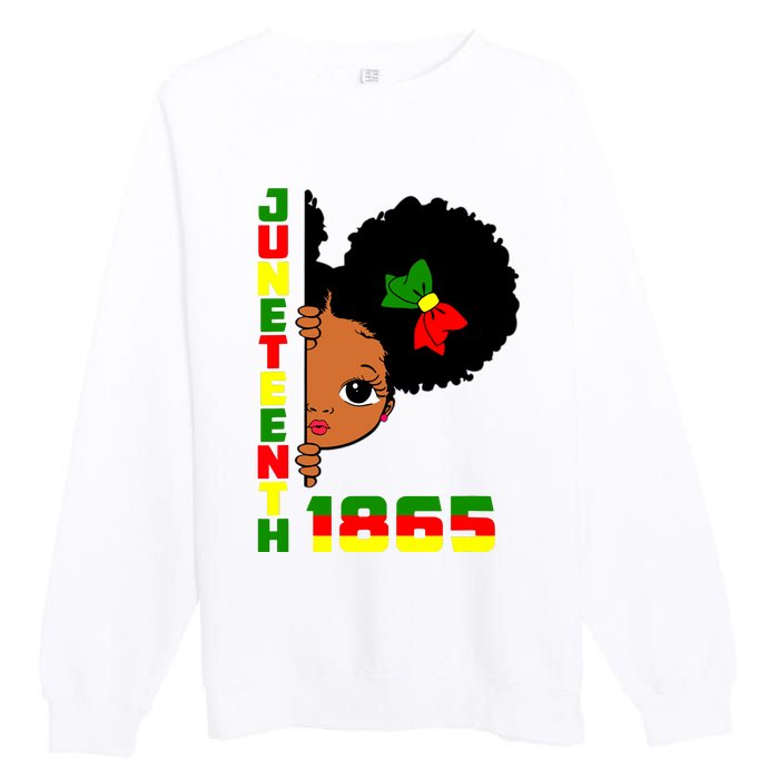 Juneteenth Celebrating 1865 Cute Black Girl Premium Crewneck Sweatshirt