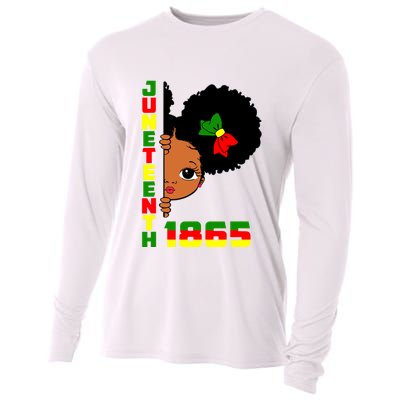 Juneteenth Celebrating 1865 Cute Black Girl Cooling Performance Long Sleeve Crew