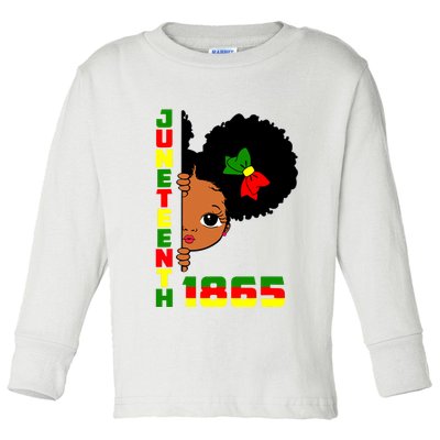 Juneteenth Celebrating 1865 Cute Black Girl Toddler Long Sleeve Shirt