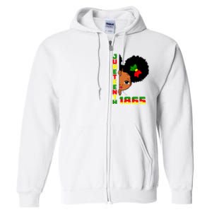 Juneteenth Celebrating 1865 Cute Black Girl Full Zip Hoodie