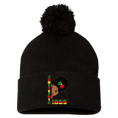 Juneteenth Celebrating 1865 Cute Black Pom Pom 12in Knit Beanie