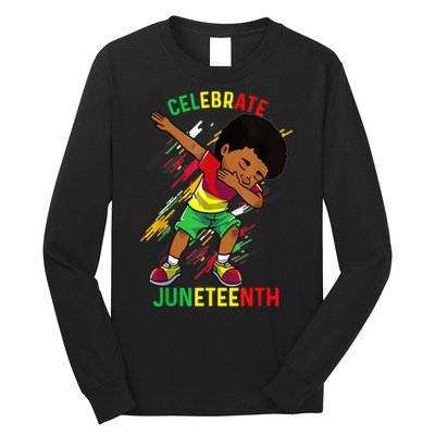 Juneteenth Celebrate 1865 King Dabbing Black African Boys Long Sleeve Shirt