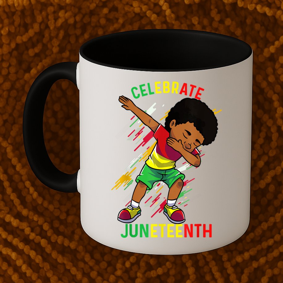 Juneteenth Celebrate 1865 King Dabbing Black African Boys Mug
