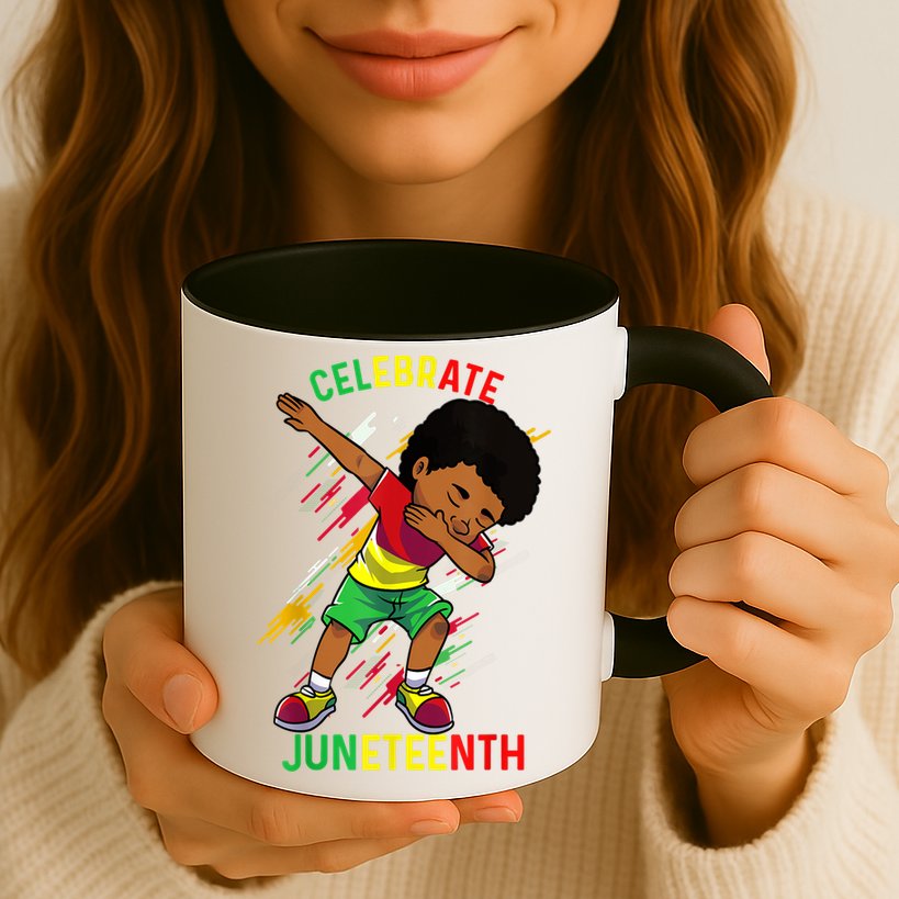 Juneteenth Celebrate 1865 King Dabbing Black African Boys Mug
