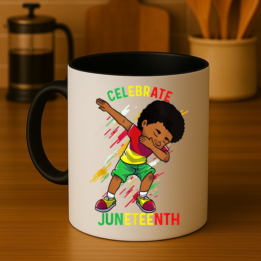 Juneteenth Celebrate 1865 King Dabbing Black African Boys Mug