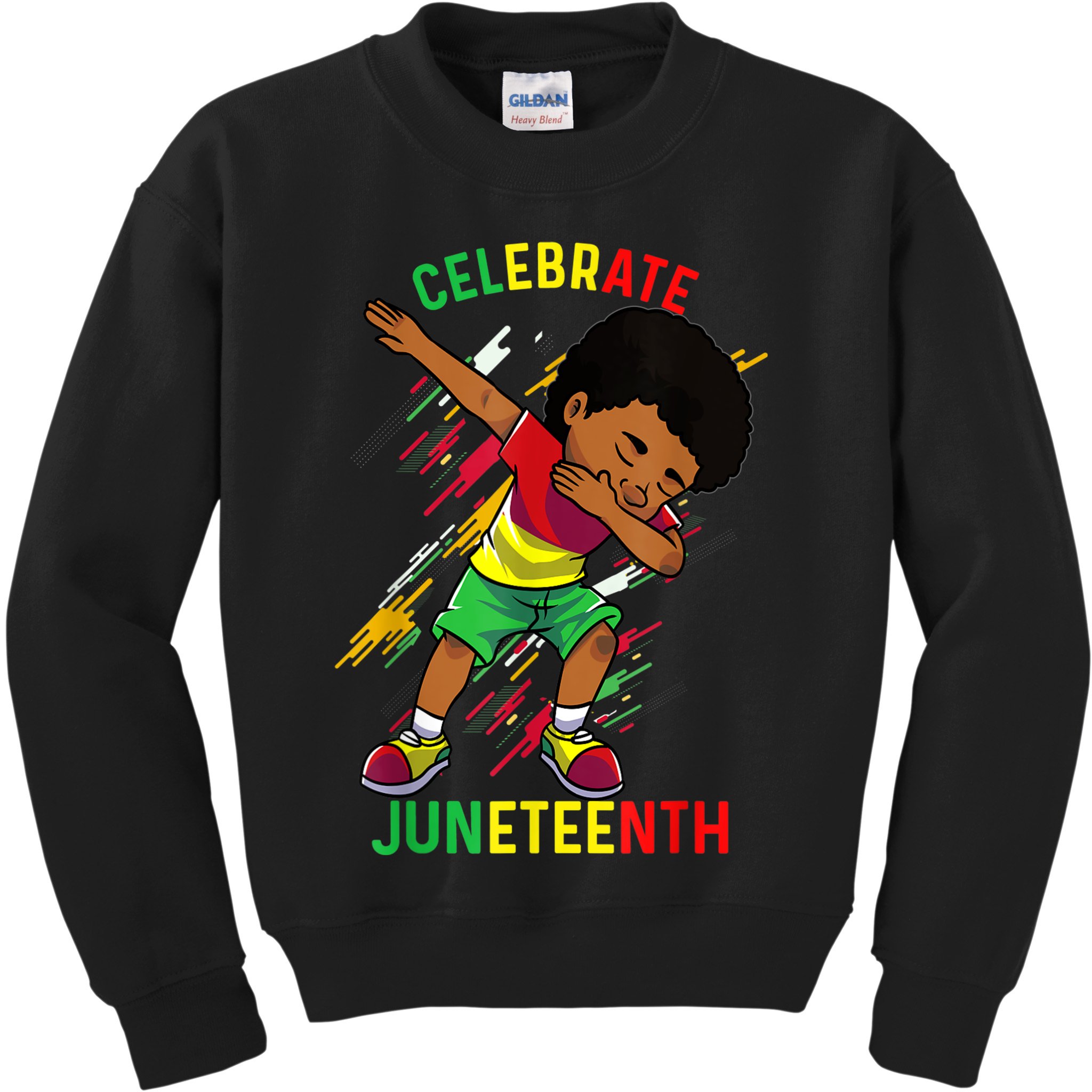 Juneteenth Celebrate 1865 King Dabbing Black African Boys Kids Sweatshirt