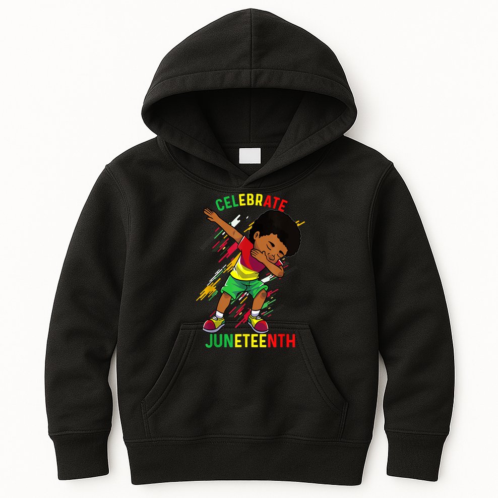 Juneteenth Celebrate 1865 King Dabbing Black African Boys Kids Hoodie