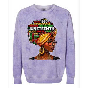 Juneteenth Celebrate 1865 Afro Black Natural Hair Women Colorblast Crewneck Sweatshirt