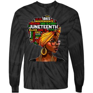 Juneteenth Celebrate 1865 Afro Black Natural Hair Women Tie-Dye Long Sleeve Shirt