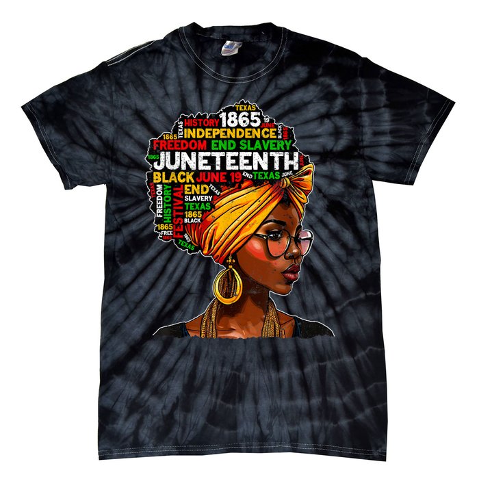 Juneteenth Celebrate 1865 Afro Black Natural Hair Women Tie-Dye T-Shirt