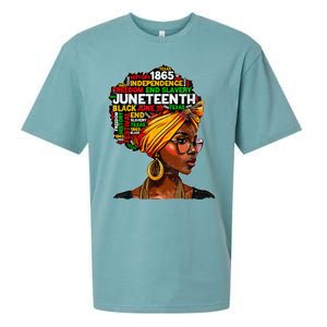 Juneteenth Celebrate 1865 Afro Black Natural Hair Women Sueded Cloud Jersey T-Shirt