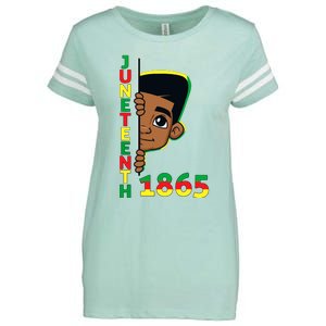 Juneteenth Celebrating 1865 Cool Brown Skin King Boy Enza Ladies Jersey Football T-Shirt